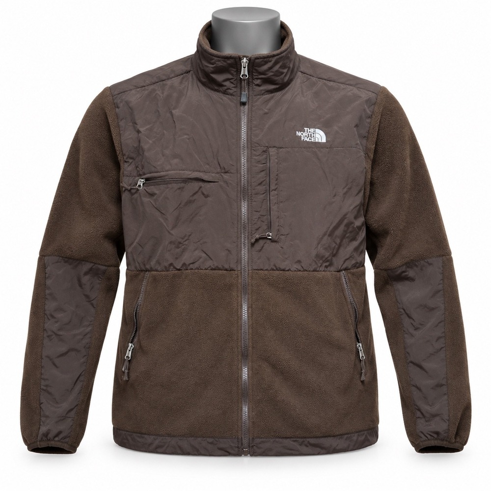 The North Face Denali Fleece Jacket Mens XL Brown Full Zip Mixed Media Coat